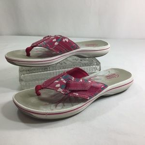 Clarks Collection Pink/White  Flip Flop Thong Sandals